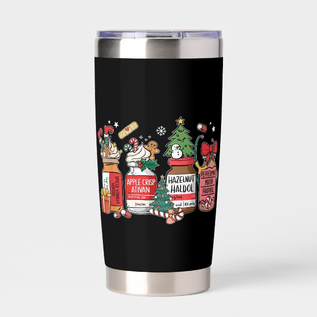 Holiday Meds Mug – Festive Prescription Bottles  Thermobecher (Vorderseite)