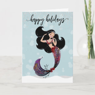 Holiday Mermaid Christmas Diamond Bling Feiertagskarte
