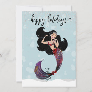 Holiday Mermaid Christmas Diamond Bling Feiertagskarte