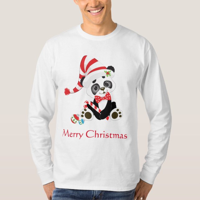 Holiday Merry Christmas Panda T-Shirt (Vorderseite)
