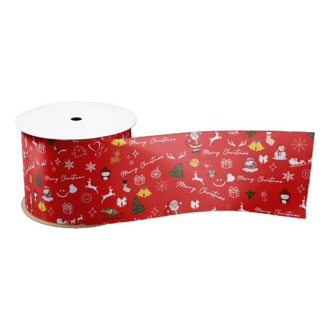 Holiday Merry Christmas Satin Ribbon Rolle Satinband (Spule)