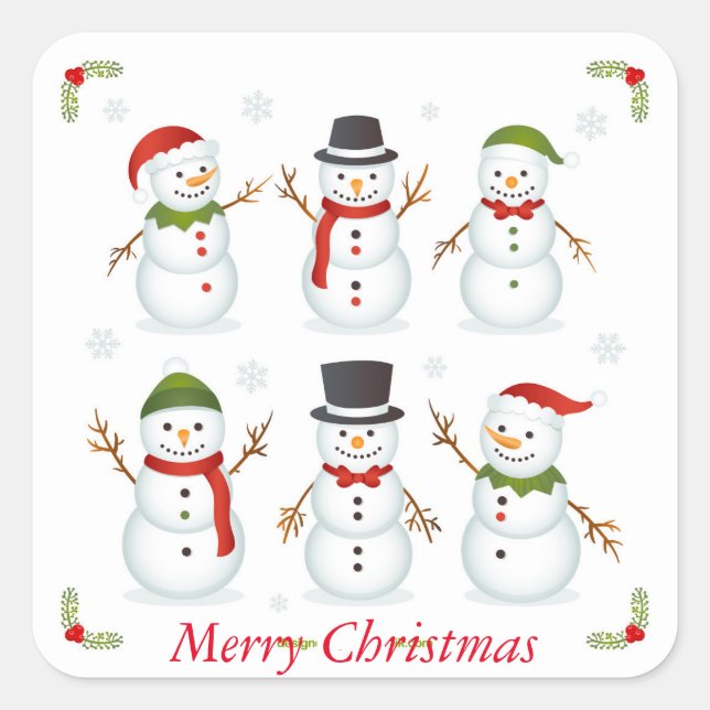 Holiday Merry Snowmen Stickers (Vorderseite)