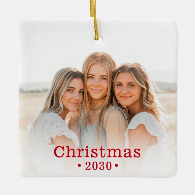 Holiday Modern Family Foto Keramik Ornament (Vorderseite)