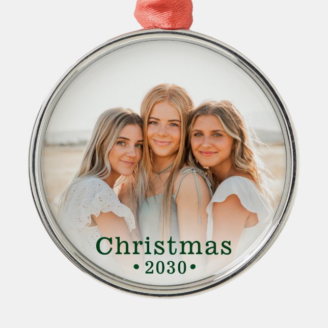 Holiday Modern Family Foto Metal Ornament Aus Metall (Vorne)