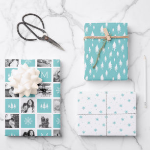 Holiday Monogram Foto Collage Geschenkpapier Set