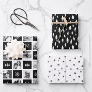 Holiday Monogram Foto Collage Geschenkpapier Set