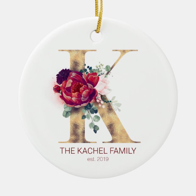 Holiday Monogram, neu verlyst oder Family Foto Nie Keramik Ornament (Vorne)