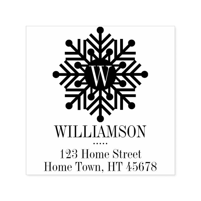 Holiday Monogram Square Snowflake Rücksendeadresse Permastempel (Design)