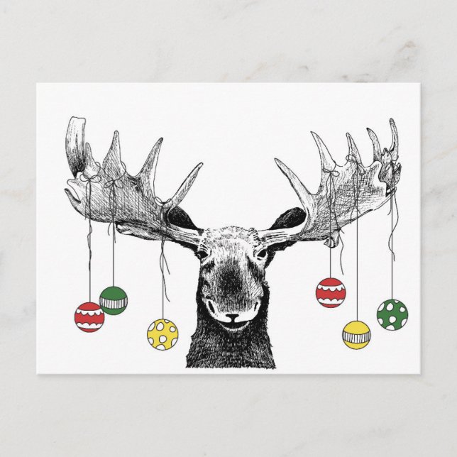 Holiday Moose Postkarte (Vorderseite)