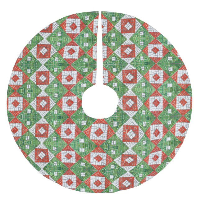 HOLIDAY MOSAIC Tree Skirt Polyester Weihnachtsbaumdecke (Vorderseite)