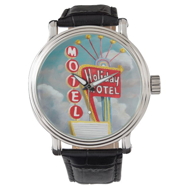 Holiday Motel Sign Armbanduhr (Vorderseite)