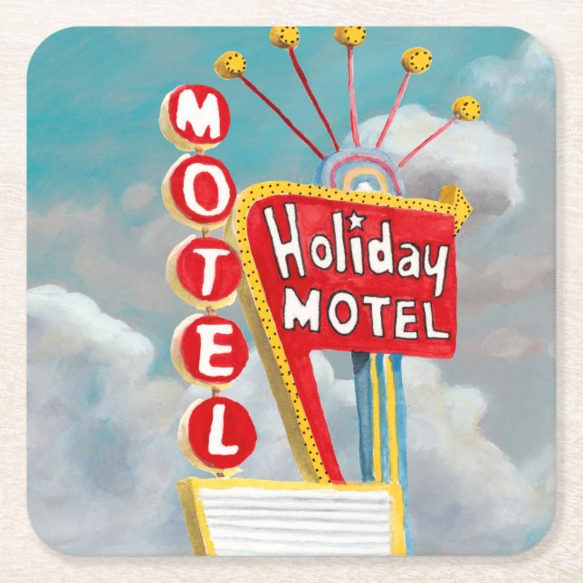 Holiday Motel Sign Rechteckiger Pappuntersetzer (Vorderseite)