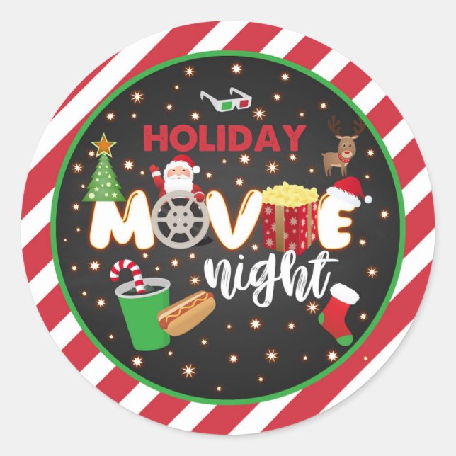 Holiday Movie Night Sticker (Vorderseite)
