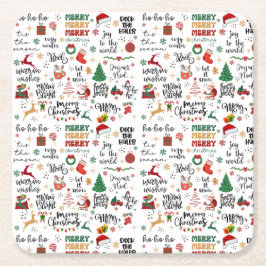 Holiday Napkins - Festliche Weihnachts-Redewendung Rechteckiger Pappuntersetzer
