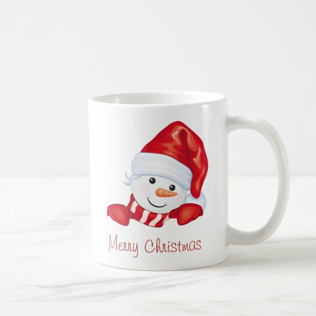 Holiday Niedlich Snowman Frohe Weihnachten Kaffeetasse (Rechts)