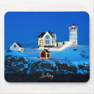 Holiday Nubble Lighthouse Mousepad