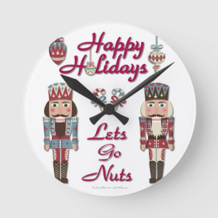 Holiday Nutcracker Lets Go Nuts Runde Wanduhr