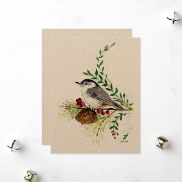 Holiday Nuthatch Painting Feiertagskarte