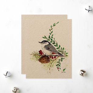 Holiday Nuthatch Painting Feiertagskarte