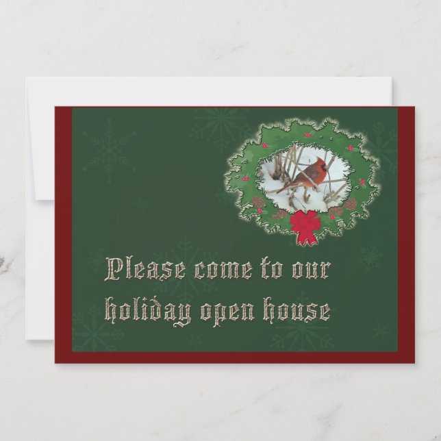 Holiday Open House Einladung Männlicher Kardinal (Vorderseite)