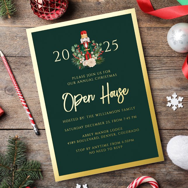 Holiday Open House Nutcracker Weihnachts-Party Folieneinladung (Holiday Open House Nutcracker Christmas Party Foil Invitation)