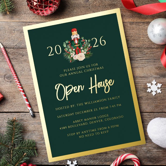 Holiday Open House Nutcracker Weihnachts-Party Folieneinladung (Holiday Open House Nutcracker Christmas Party Foil Invitation)