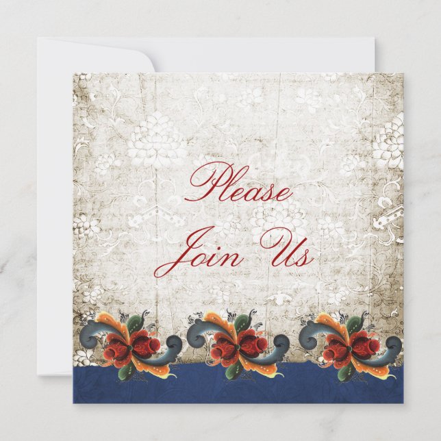 Holiday Open House Rosemaling Skandinavien Einladung (Vorderseite)