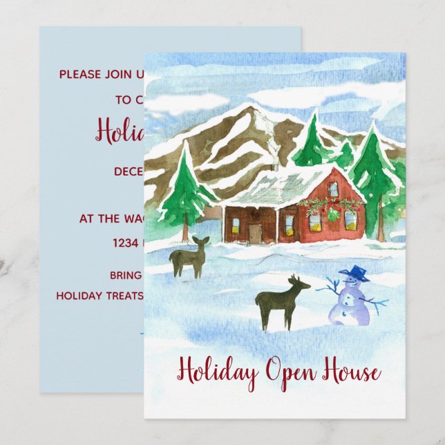 Holiday Open House Weihnachten Party Einladung (Vorne/Hinten)