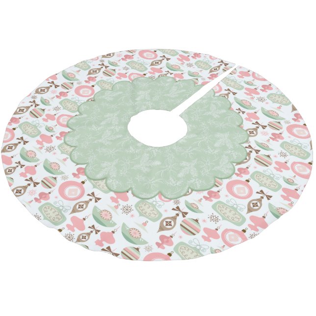 Holiday Ornaments und Evergreens Treeskirt Polyester Weihnachtsbaumdecke (Schrägansicht)