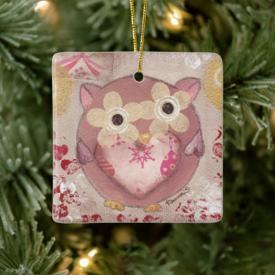 Holiday Owl Keramikornament