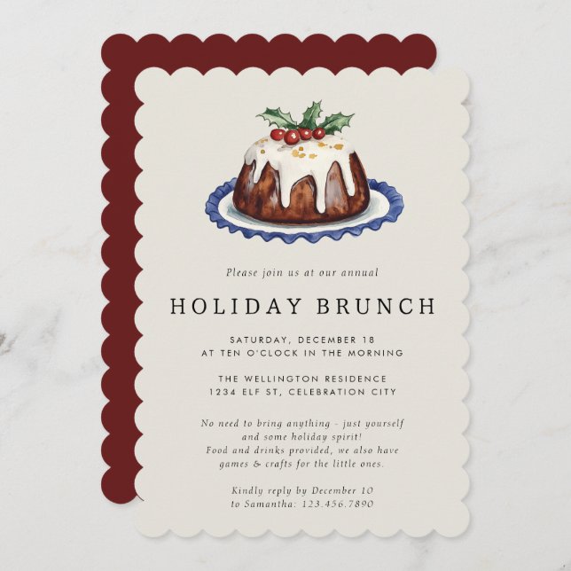 Holiday Party Festive Holiday Brunch Christmas Einladung (Vorne/Hinten)