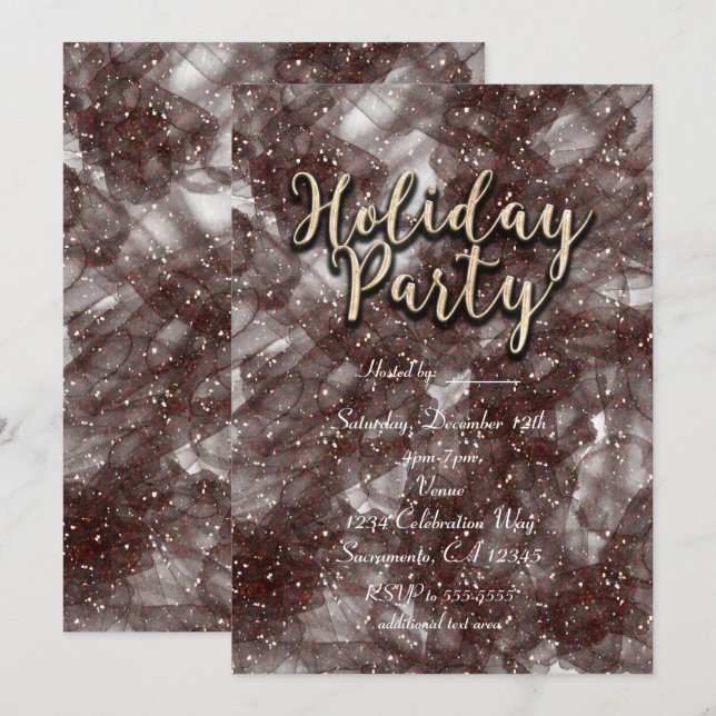 Holiday Party Glittery Glam Einladungen (Vorne/Hinten)