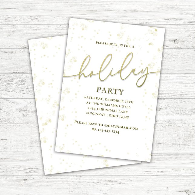 Holiday Party Gold-Kalligraphie Einladung (Gold calligraphy script holiday party invitations.)
