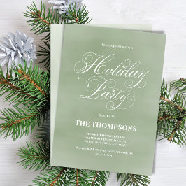 Holiday Party Green Simple Calligraphy Einladung