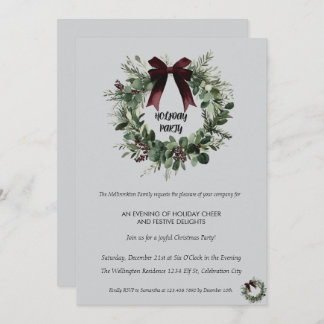 Holiday Party Invitation Elegant Christmas Wreath Einladung