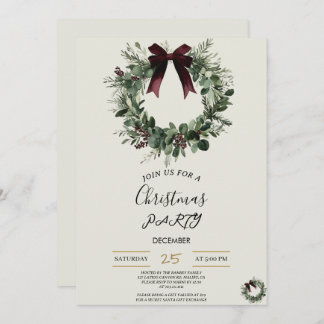 Holiday Party Invitation Elegant Christmas Wreath Einladung