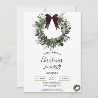 Holiday Party Invitation Elegant Christmas Wreath Einladung