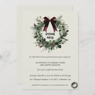 Holiday Party Invitation Elegant Christmas Wreath Einladung