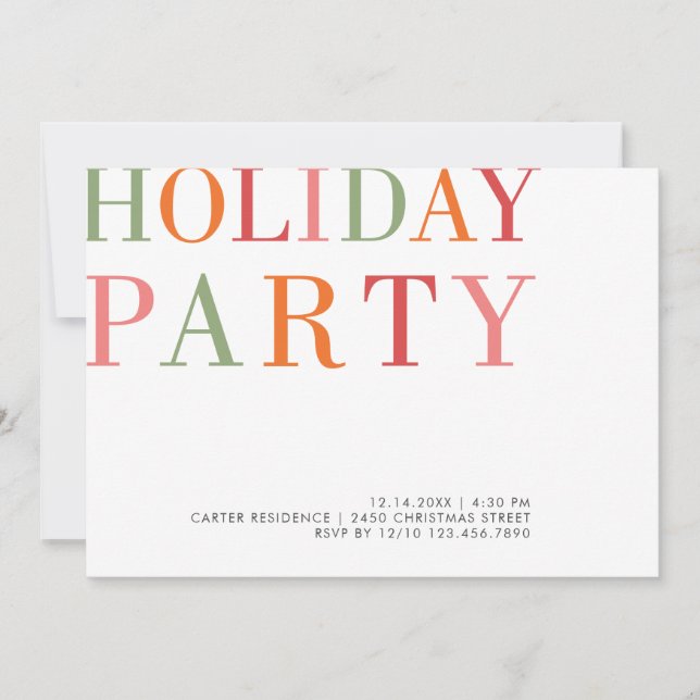 Holiday Party Minimalistisch Moderne Typografie Fa Einladung (Vorderseite)