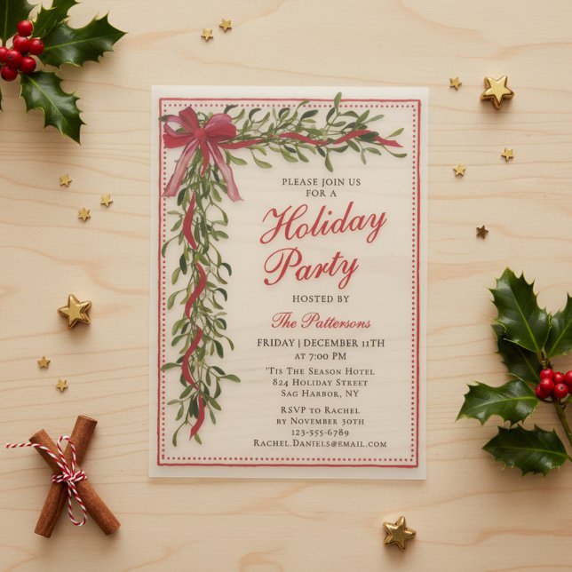 Holiday Party Mistletoe Bow Modern Christmas Party (Von Creator hochgeladen)