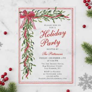Holiday Party Mistletoe Bow Modern Christmas Party Acryleinladungen