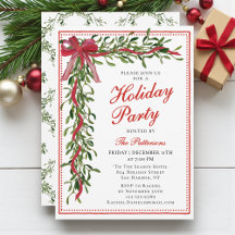 Holiday Party Mistletoe Bow Modern Christmas Party