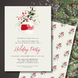 Holiday Party Modern Minimal Watercolor Ornament Feiertagskarte