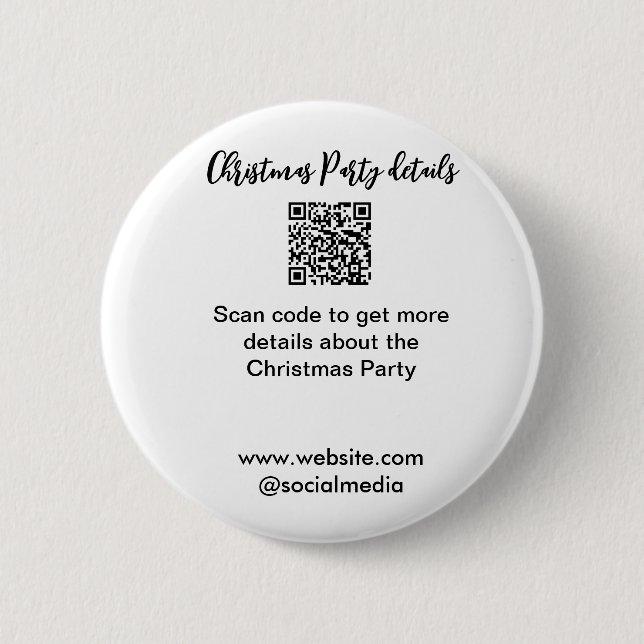 Holiday party Scan QR code details website social  Button (Vorderseite)