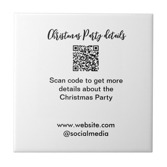 Holiday party Scan QR code details website social  Fliese (Vorderseite)