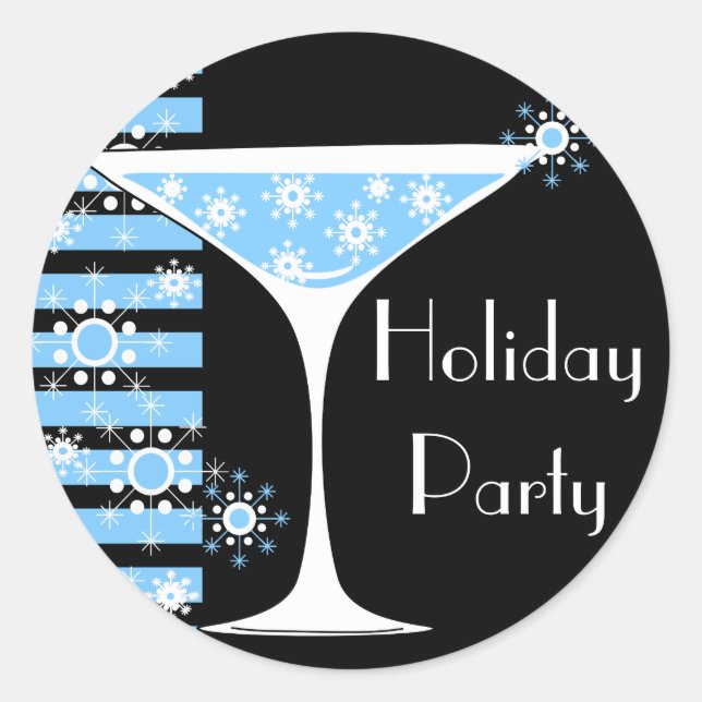 Holiday Party Snowflake Cocktail Sticker (Vorderseite)