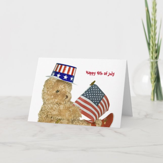 Holiday Patriotic Teddy Bear Karte (Vorderseite)