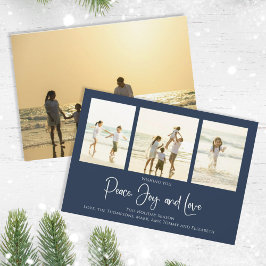 Holiday Peace Joy Love Elegant Snowflakes 4 Foto Feiertagskarte