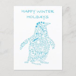 Holiday Penguin Calligram Feiertagspostkarte