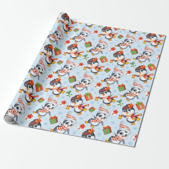 Holiday Penguins Geschenkpapier (Ungerollt)